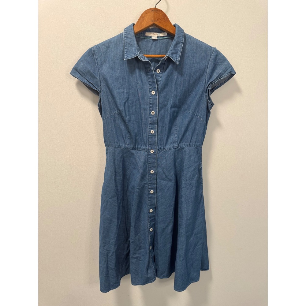 Boden Sophia Denim Shirt Dress Women's 6P Cotton Cap Sleeve Button Front